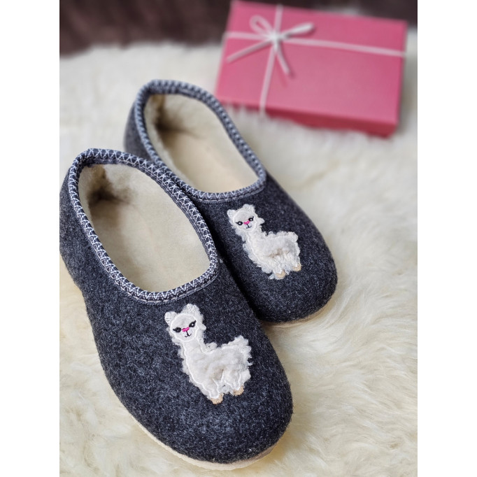 DC 03 Bambosze damskie, baleriny, pantofle z zakrytą piętą, kapcie LAMA, na grubych spodach