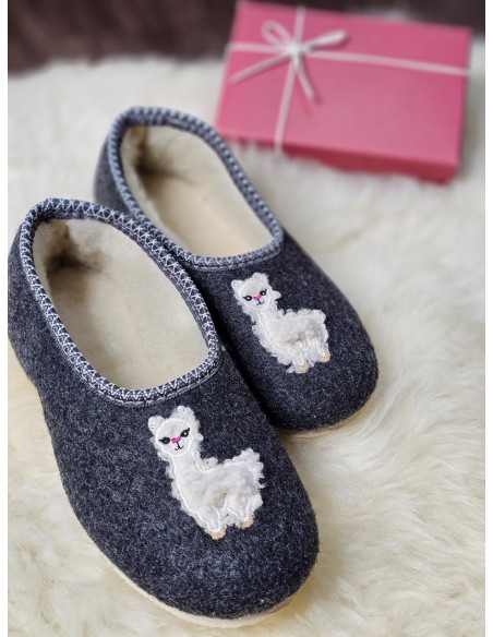 DC 03 Bambosze damskie, baleriny, pantofle z zakrytą piętą, kapcie LAMA, na grubych spodach