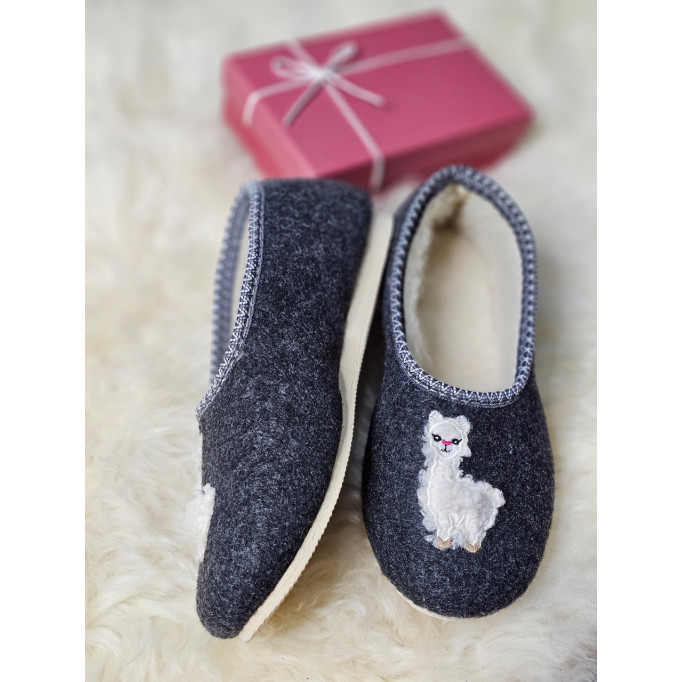 DC 03 Bambosze damskie, baleriny, pantofle z zakrytą piętą, kapcie LAMA, na grubych spodach