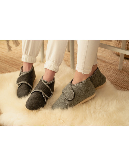 DC 06 Bambosze damskie, baleriny, pantofle z zakrytą piętą, kapcie NA RZEPY,  na grubych spodach