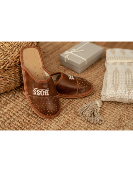 MT01 Kapcie męskie, tanie pantofle na grubych spodach, BOSS