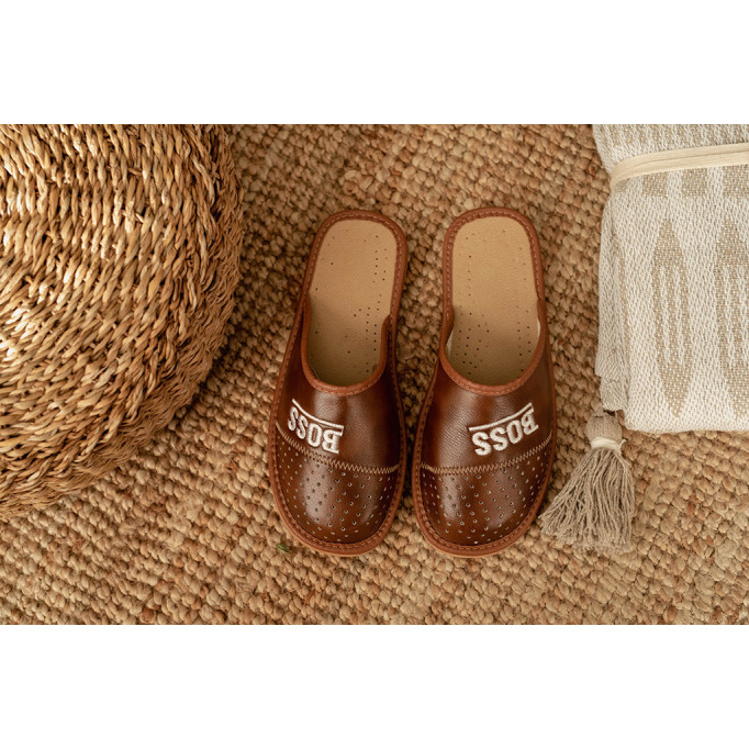 MT01 Kapcie męskie, tanie pantofle na grubych spodach, BOSS