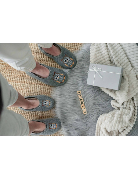 Bambosze damskie, baleriny, pantofle z zakrytą piętą, kapcie sowa, na grubych spodach