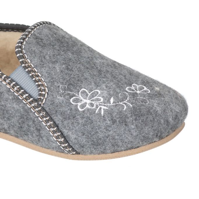 Bambosze damskie, baleriny, pantofle z zakrytą piętą, kapcie haft 2 gumki, na grubych spodach