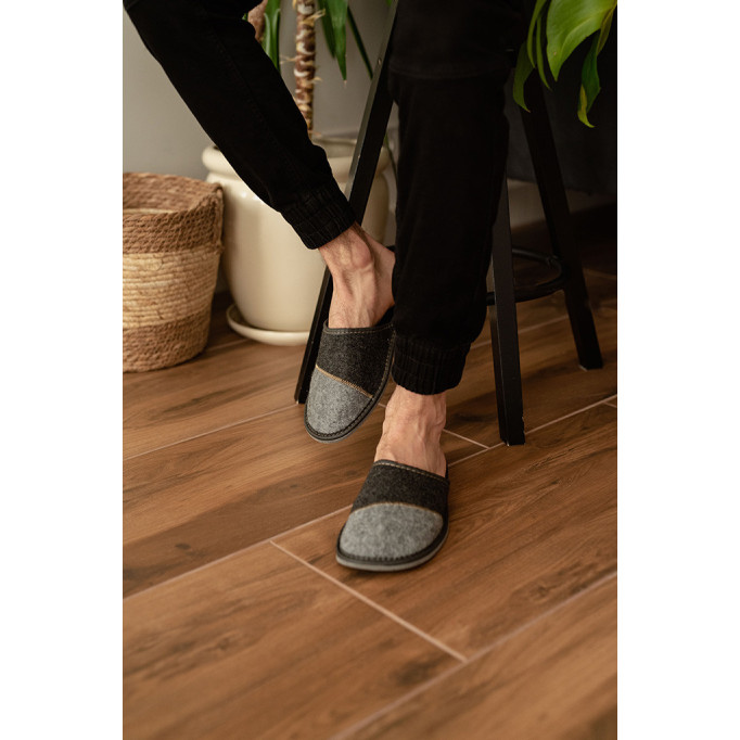 copy of MT15 Kapcie męskie, tanie pantofle z filcu na grubych spodach