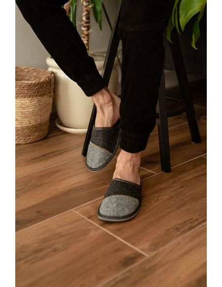 copy of MT15 Kapcie męskie, tanie pantofle z filcu na grubych spodach