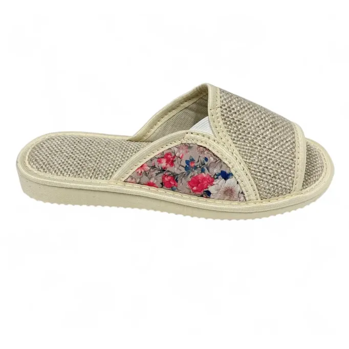 kapcie damskie na naturalnym lnie