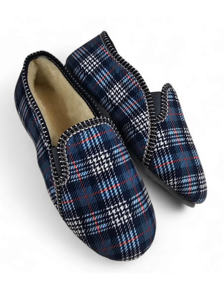 copie de MC 01 Bambosze męskie, ocieplane kapcie z piętą, krata 2 gumki GRUBE SPODY