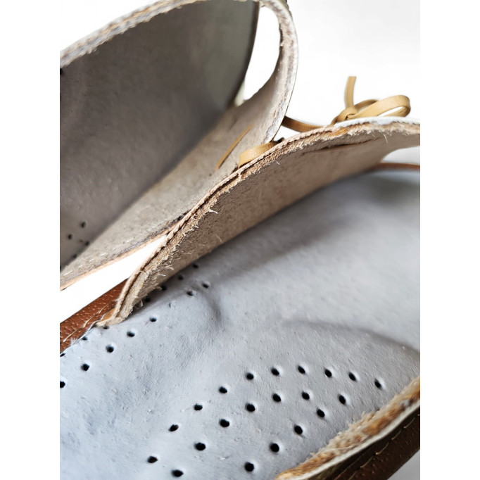 DSK 14 Kapcie damskie, pantofle skórzane, kokardka