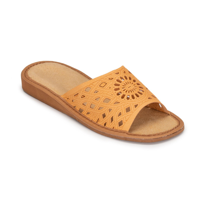 DSK 16 Skórzane kapcie damskie, pantofle ze skóry wieprzowej