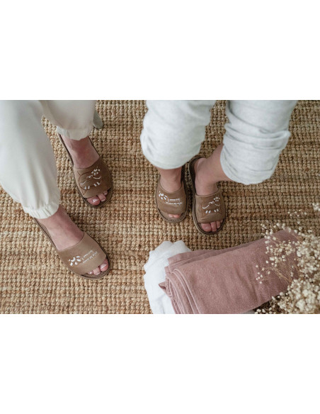 DLN 08 Kapcie damskie, pantofle frotte, welcome home, 3 kolory