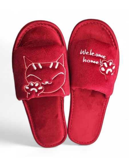 DLN 08 Kapcie damskie, pantofle frotte, welcome home, 3 kolory