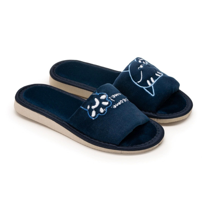 DLN 08 Kapcie damskie, pantofle frotte, welcome home, 3 kolory
