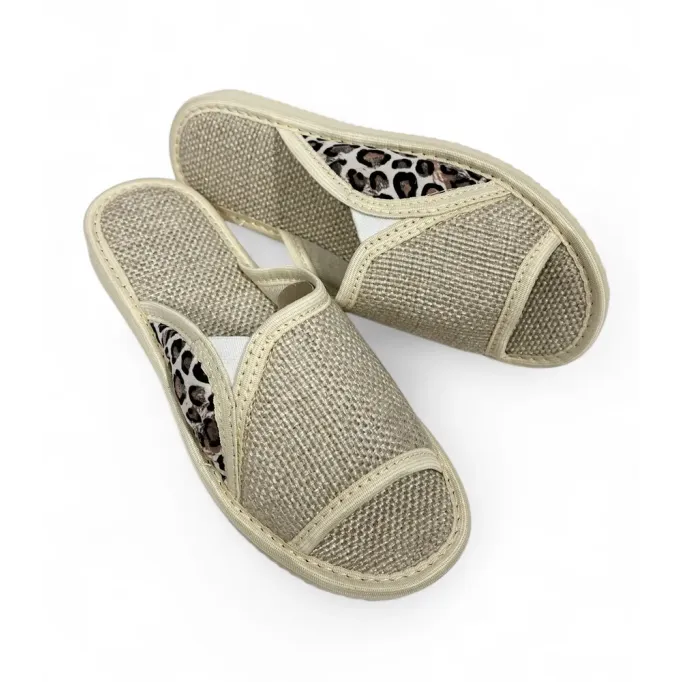 DLN 33 Kapcie damskie na lnie